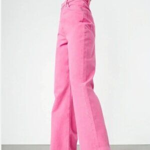 High rise full length wide leg pants